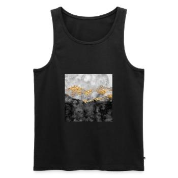 Dreamy Hills Watercolour Abstract Artwork, Gold - Männer Premium Bio Tank Top - Schwarz - Vorne - AI Model Male 178 light (178cm)