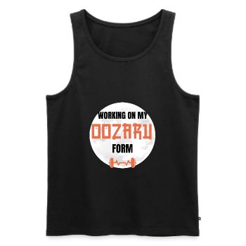 Working on my OOZARU Form Manga Fitness Geek - Men's Premium Organic Tank Top - black - Front - AI Model Male 178 light (178cm)