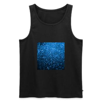 Paillettes bleues étincelantes - Débardeur bio Premium Homme - noir - Devant - AI Model Male 178 light (178cm)