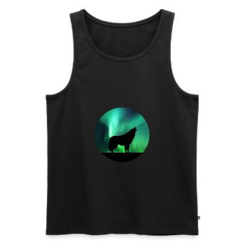 Northern Lights Arctic Wolf - Men's Premium Organic Tank Top - black - Front - AI Model Male 178 light (178cm)