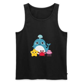 Kleiner Wal mit Freunden - Männer Premium Bio Tank Top - Schwarz - Vorne - AI Model Male 178 light (178cm)