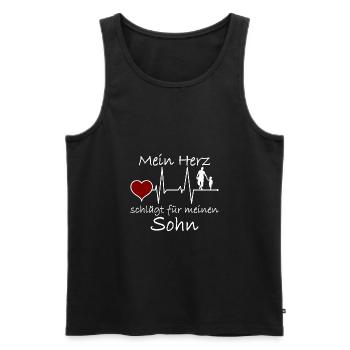 Vater und Sohn Herzschlag mit Spruch Niedlich - Männer Premium Bio Tank Top - Schwarz - Vorne - Michal (187cm)