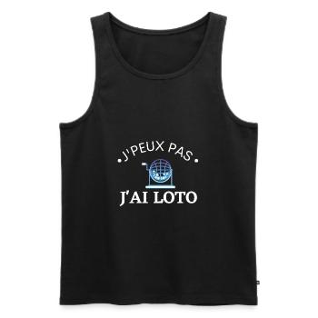 j'peux pas j'ai Loto cadeau humour - Débardeur bio Premium Homme - noir - Devant - AI Model Male 178 light (178cm)