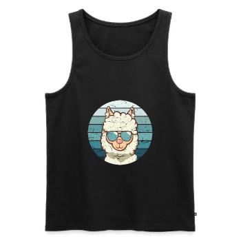 Vintage Lama - Men's Premium Organic Tank Top - black - Front - Michal (187cm)