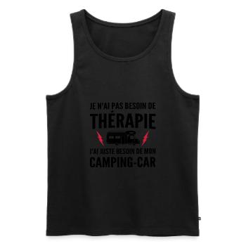thérapie et camping-car / humour camping-car - Débardeur bio Premium Homme - noir - Devant - AI Model Male 178 light (178cm)