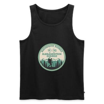 Wandern Sächsische Schweiz Elbsandstein Gebirge - Männer Premium Bio Tank Top - Schwarz - Vorne - Michal (187cm)
