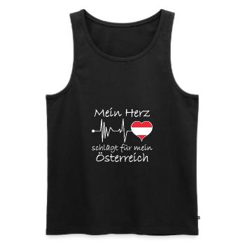 Herzschlag Österreich - Männer Premium Bio Tank Top - Schwarz - Vorne - Michal (187cm)