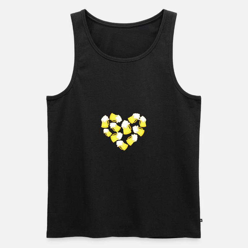Biere Herz Geschenk Humor - Männer Premium Bio Tank Top - Schwarz