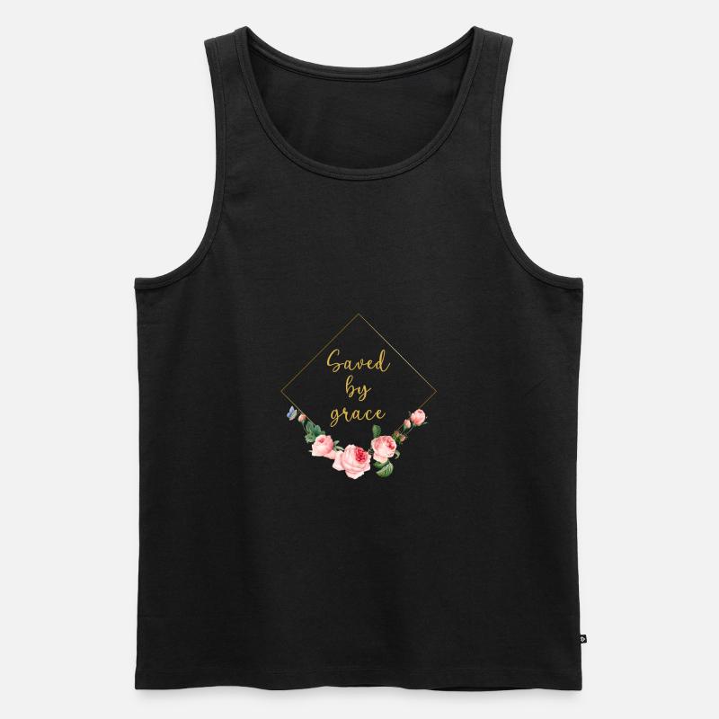 saved by grace - christliche designs - Männer Premium Bio Tank Top - Schwarz