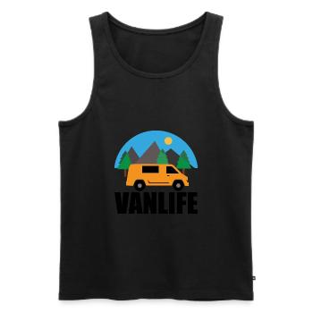 VAN LIFE - Montagne - VAN Orange - Débardeur bio Premium Homme - noir - Devant - AI Model Male 178 light (178cm)