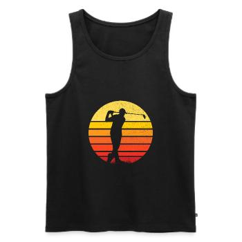 Golf und Golfer vor sportlichem Sonnenuntergang - Männer Premium Bio Tank Top - Schwarz - Vorne - Michal (187cm)
