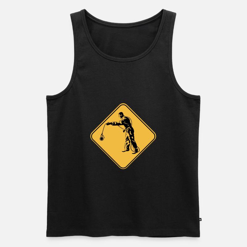 Aufmerksamkeitsschild-Pfirsich-Geschenk-Idee - Männer Premium Bio Tank Top - Schwarz