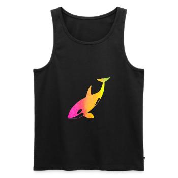 Rainbow Orca - Men's Premium Organic Tank Top - black - Front - AI Model Male 178 light (178cm)