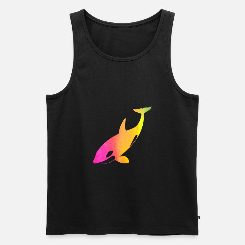 Regenbogen Orca - Männer Premium Bio Tank Top - Schwarz