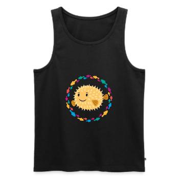 Kugelfisch - Männer Premium Bio Tank Top - Schwarz - Vorne - AI Model Male 178 light (178cm)