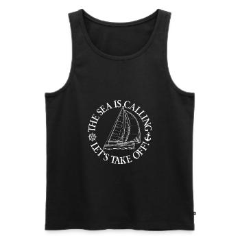 Die See ruft - mit Segelboot - Männer Premium Bio Tank Top - Schwarz - Vorne - AI Model Male 178 light (178cm)