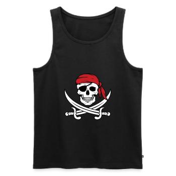 Pirate tête de pirate cache-oeil - Débardeur bio Premium Homme - noir - Devant - AI Model Male 178 light (178cm)