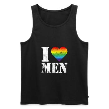 I love Men LGBTQ Pride Month Gay Lesbian - Men's Premium Organic Tank Top - black - Front - Michal (187cm)