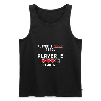 Schwangerschaft verkünden Baby Player 2 Loading - Männer Premium Bio Tank Top - Schwarz - Vorne - AI Model Male 178 light (178cm)