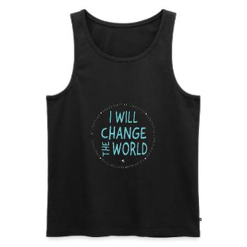 Kreis aus Wörter mit einen Spruch drinnen - Männer Premium Bio Tank Top - Schwarz - Vorne - AI Model Male 178 light (178cm)