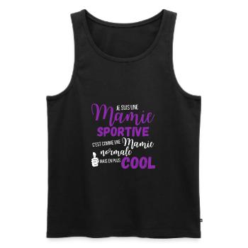 Je suis une mamie sportive - Débardeur bio Premium Homme - noir - Devant - AI Model Male 178 light (178cm)
