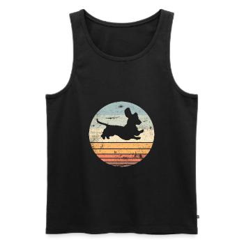Dackel Sprung Dackelhund Dachshund Vintage - Männer Premium Bio Tank Top - Schwarz - Vorne - AI Model Male 178 light (178cm)