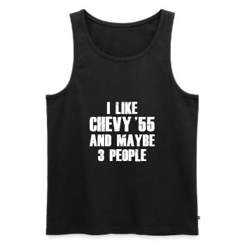 ICH MAG CHEVY 55 UND VIELLEICHT 3 LEUTE W - Männer Premium Bio Tank Top - Schwarz - Vorne - AI Model Male 178 light (178cm)