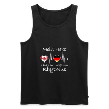 Deutschland Kanada Flagge Herzschlag - Männer Premium Bio Tank Top - Schwarz - Vorne - Michal (187cm)