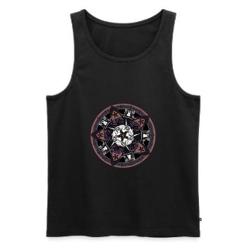 IVY Tinte Design: MANDALA Einhorn und Pink - Männer Premium Bio Tank Top - Schwarz - Vorne - Michal (187cm)