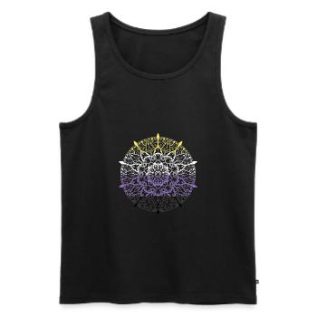 Non-binary pride flag mandala type - Men's Premium Organic Tank Top - black - Front - AI Model Male 178 light (178cm)