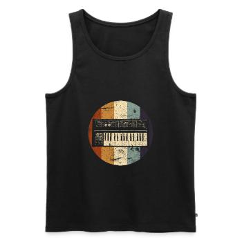 Retro Music Synthesizer Musician DJ - Men's Premium Organic Tank Top - black - Front - Michal (187cm)