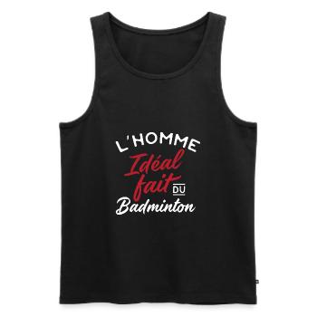 Homme idéal badminton Cadeau humour personnalisé - Débardeur bio Premium Homme - noir - Devant - Michal (187cm)