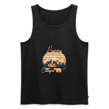 Happy Camper - Männer Premium Bio Tank Top - Schwarz - Vorne - AI Model Male 178 light (178cm)