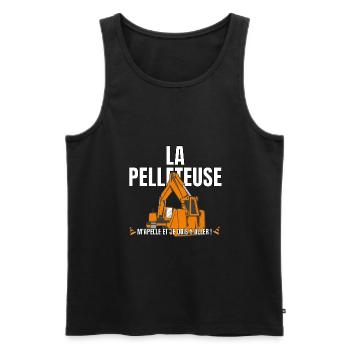 La pelleteuse m'appelle et je dois y aller. - Débardeur bio Premium Homme - noir - Devant - Michal (187cm)