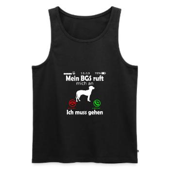 BGS Hund ruft an Spruch Lustig - Männer Premium Bio Tank Top - Schwarz - Vorne - Michal (187cm)