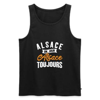 Alsace un jour Cadeau humour personnalisé - Débardeur bio Premium Homme - noir - Devant - Michal (187cm)