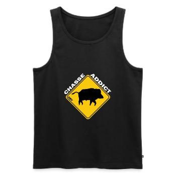 OBV - Chasse Addict - Boar profile - Men's Premium Organic Tank Top - black - Front - Michal (187cm)