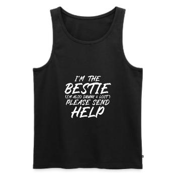 Im beie Im also drunk and lost please send help - Men's Premium Organic Tank Top - black - Front - AI Model Male 178 light (178cm)
