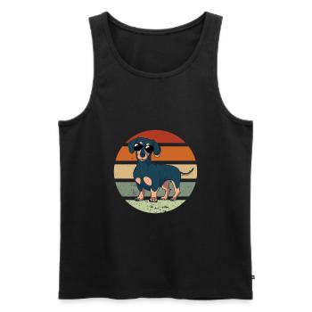 Niedliches Hunde Vintage Dackel Gassi Motiv Dackel - Männer Premium Bio Tank Top - Schwarz - Vorne - AI Model Male 178 light (178cm)