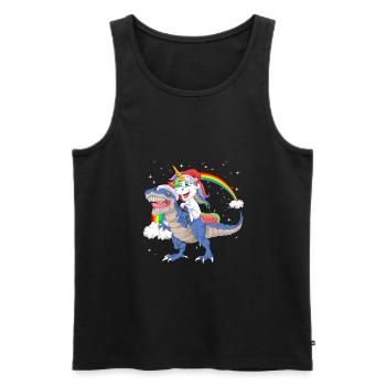 Weihnachtsmann Einhorn reitet Dinosaurier Trex Weihnachten - Männer Premium Bio Tank Top - Schwarz - Vorne - Michal (187cm)