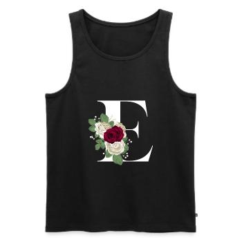 Buchstabe E geblümt - Männer Premium Bio Tank Top - Schwarz - Vorne - AI Model Male 178 light (178cm)