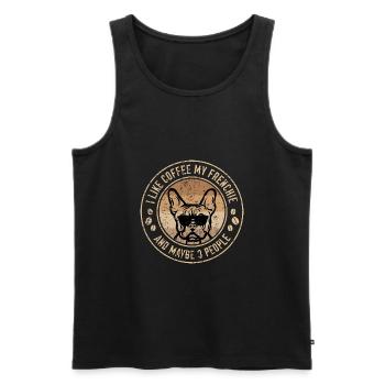Coffee lover French bulldog - Men's Premium Organic Tank Top - black - Front - AI Model Male 178 light (178cm)