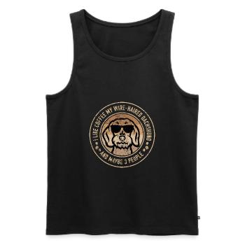 Rauhaardackel und Kaffee - Männer Premium Bio Tank Top - Schwarz - Vorne - Michal (187cm)