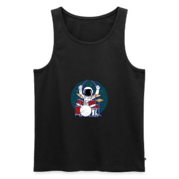 Astronaut Drummer Space Lover Geschenkidee - Männer Premium Bio Tank Top - Schwarz - Vorne - AI Model Male 178 light (178cm)