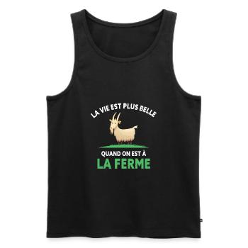 Le Vie Est Belle Quand On Est à La Ferme Chèvres - Débardeur bio Premium Homme - noir - Devant - Michal (187cm)