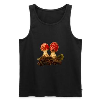 Vol agaric, Chanceux, Couple, Amour, Bonheur - Débardeur bio Premium Homme - noir - Devant - Michal (187cm)