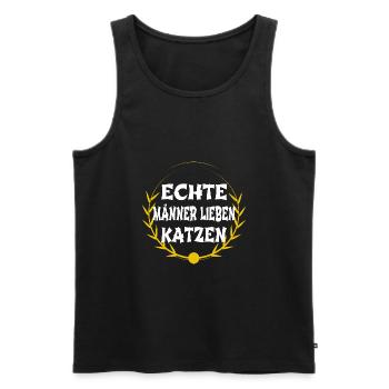 zitat frech i love haustier katzenaugen tiere - Männer Premium Bio Tank Top - Schwarz - Vorne - Michal (187cm)