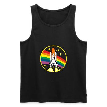Rocket Space Rainbow Stars T-Shirt - Men's Premium Organic Tank Top - black - Front - AI Model Male 178 light (178cm)