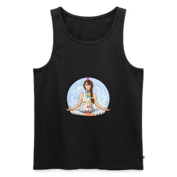 Zen and Zebra Illustration of Chakra Meditation - Men's Premium Organic Tank Top - black - Front - AI Model Male 178 light (178cm)