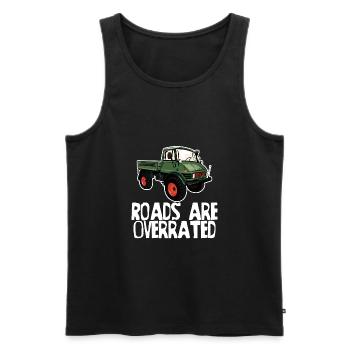 Les routes sont surestimées - Unimog - Offroad - Oldtimer - Débardeur bio Premium Homme - noir - Devant - AI Model Male 178 light (178cm)